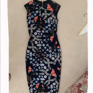 Navy floral midi Ted Baker dress size 1